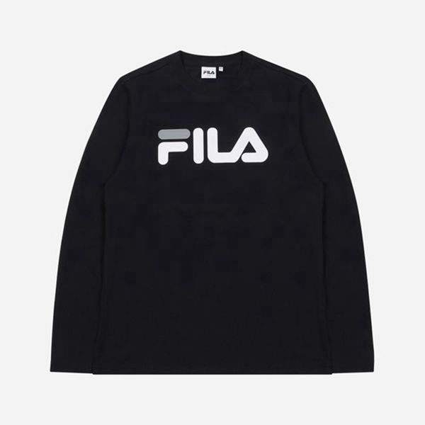 Fila Linear Logo L/S Women's T-Shirts - Black,NZ 320-78016